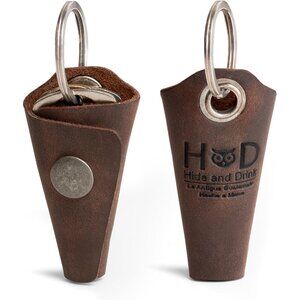 Full Grain Leather Wrap Keychain, Organizer Snap Closure, Key Ring Cover, Silenc